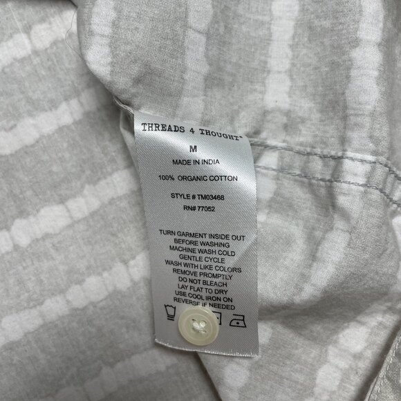 THREADS 4 THOUGHT BUTTON UP SHIRT LIGHTWEIGHT STRIPED MENS M 100% ORGANIC COTTON - Picture 4 of 6